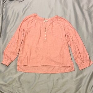 LOFT Coral Pink Peach Textured Pullover Top Blouse Size Large